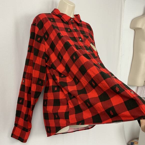 Magellan x Shiner Flannel Shirt Womens XXL Buffalo Plaid Red Black Cabincore - Picture 5 of 16